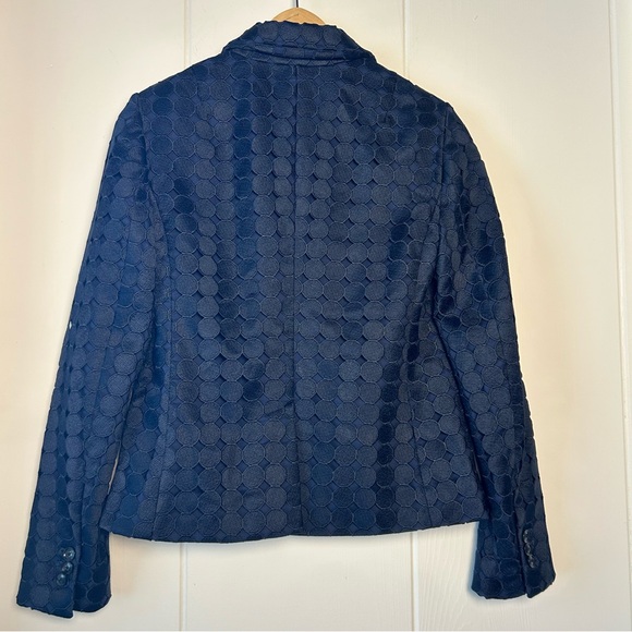 Banana Republic Navy Blue Embroidered Circles Patterned Blazer size 2 - Picture 2 of 9